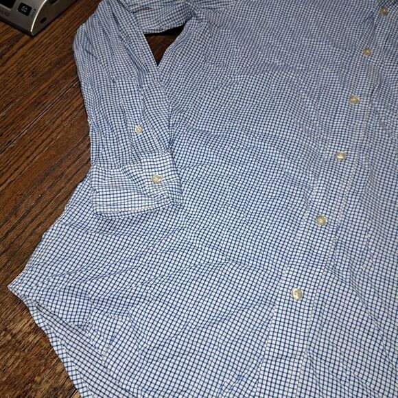Medium Chaps Performance Blue With Long Sleeve Button Front Dress Shirt w Collar - Picture 4 of 4